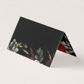 Zwart en Bourgogne Rood Bloemen Elegant Kaart (Voorkant)