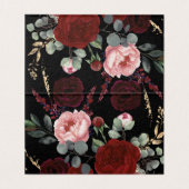 Zwart en Bourgogne Rood Bloemen Elegant Kaart (Binnenkant ongevouwen)