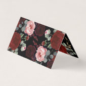 Zwart en Bourgogne Rood Bloemen Elegant Kaart (Achterkant)