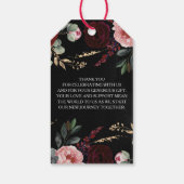 Zwart en Bourgogne Rood Bloemen Moderne Bruiloft Cadeaulabel (Achterkant)