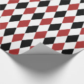 Zwart en Bourgondisch Harlekijnpatroon Cadeaupapier (Hoek)