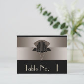 Zwart en Brons Art Deco Tower Tafelnummer (Staand voorkant)