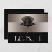 Zwart en Brons Art Deco Tower Tafelnummer (Voorkant / Achterkant)