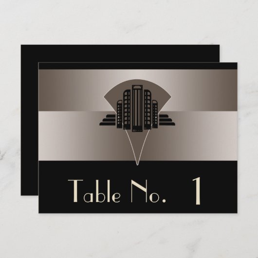 Zwart en Brons Art Deco Tower Tafelnummer (Voorkant / Achterkant)