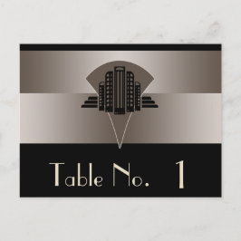 Zwart en Brons Art Deco Tower Tafelnummer