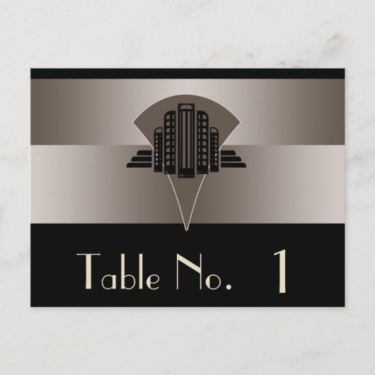 Zwart en Brons Art Deco Tower Tafelnummer (Voorkant)