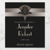 Zwart en Brons Art Deco Tower Wijnlabel Wijn Etiket (Enkel label)