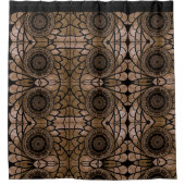 Zwart en bruin abstract bloemvormig douchegordijn (Voorkant)