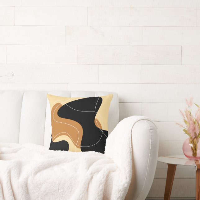 Zwart en bruin Abstract designer Kussen (Bank)