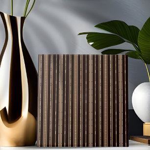 Zwart en bruin Bamboe Kijk Striped Tegel Tegeltje