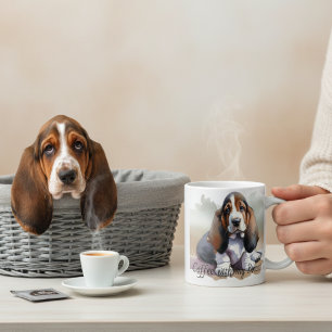 Zwart en bruin ''Basset Pup Persoonlijk Koffiemok