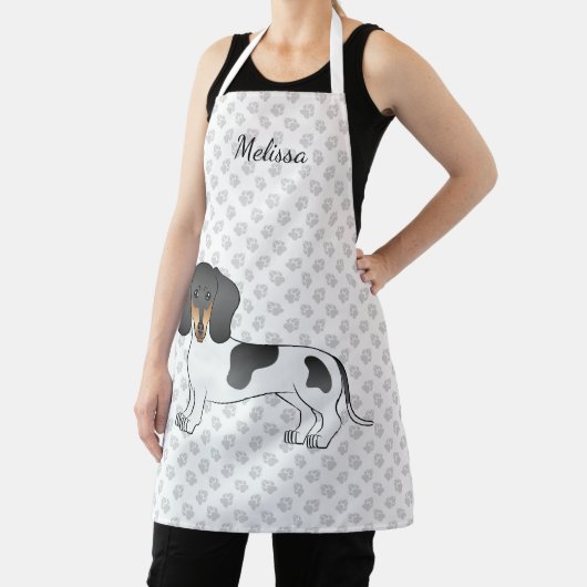 Zwart En Bruin Bont Kort Haar Dachshond & Tekst Schort (Insitu)