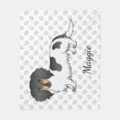 Zwart En Bruin Bont Langharige Dachshond & Naam Fleece Deken (Voorkant)