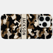 Zwart en bruin camouflage gepersonaliseerd Case-Mate iPhone case (Achterkant (horizontaal))