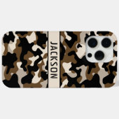 Zwart en bruin camouflage gepersonaliseerd Case-Mate iPhone case (Achterkant (horizontaal))