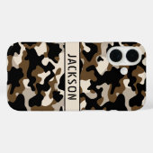Zwart en bruin camouflage gepersonaliseerd Case-Mate iPhone case (Achterkant (horizontaal))