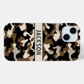 Zwart en bruin camouflage gepersonaliseerd Case-Mate iPhone case (Achterkant (horizontaal))