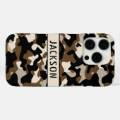 Zwart en bruin camouflage gepersonaliseerd Case-Mate iPhone case (Achterkant (horizontaal))