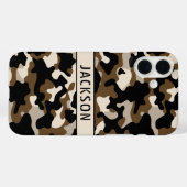 Zwart en bruin camouflage gepersonaliseerd Case-Mate iPhone case (Achterkant (horizontaal))