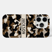 Zwart en bruin camouflage gepersonaliseerd Case-Mate iPhone case (Achterkant (horizontaal))
