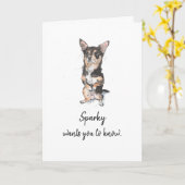 Zwart en bruin Chihuahua gepersonaliseerde Vaderda Kaart (Gele Bloem)