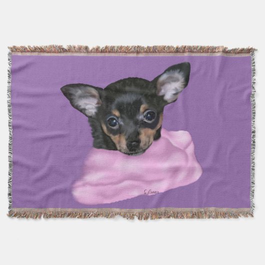 Zwart en bruin Chihuahua Puppy Deken (Voorkant)