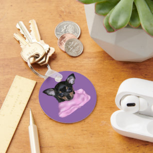 Zwart en bruin Chihuahua Puppy Sleutelhanger