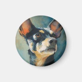 Zwart en bruin chihuahua waterkleur portret magneet