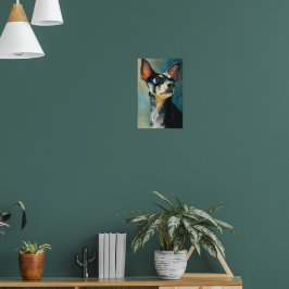 Zwart en bruin chihuahua waterkleur portret poster