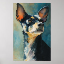Zwart en bruin chihuahua waterkleur portret poster