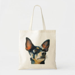 Zwart en bruin chihuahua waterkleur portret tote bag
