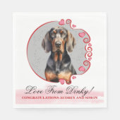 Zwart en bruin Coonhound bruiloft servetten met ho (Voorkant)