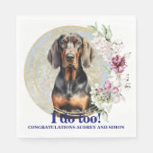 Zwart en bruin Coonhound bruiloft servetten met ho (Voorkant)