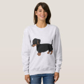 Zwart en bruin Dachshund Vrouw Trui (Voorkant volledig)