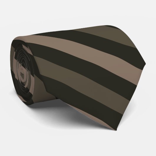 Zwart en bruin diagonaal streeppatroon stropdas (Opgerold)