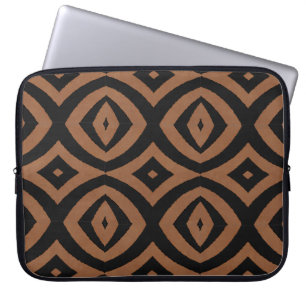 Zwart en Bruin Diamanten Afrikaanse Print Laptop Sleeve