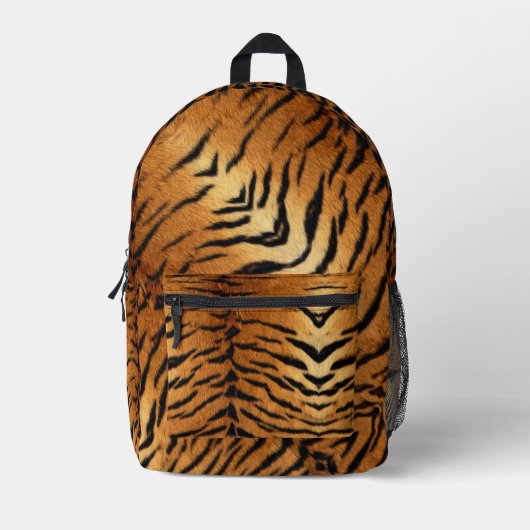 Zwart en bruin dierenstrepen Wild Tiger Print Bedrukte Rugzak (Voorkant)