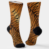 Zwart en bruin dierenstrepen Wild Tiger Print Sokken (Gebogen)