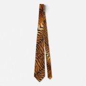 Zwart en bruin dierenstrepen Wild Tiger Print Stropdas (Voorkant)