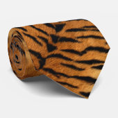 Zwart en bruin dierenstrepen Wild Tiger Print Stropdas (Opgerold)
