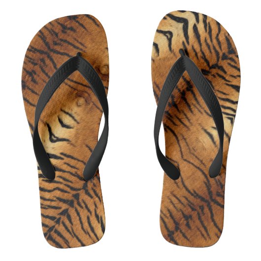 Zwart en bruin dierenstrepen Wild Tiger Print Teenslippers (Voetbed)