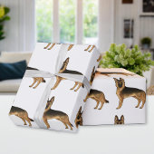 Zwart en bruin Duits herder cartoon hond patroon Cadeaupapier