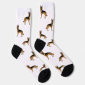 Zwart en bruin Duits herder cartoon hond patroon Sokken (Rechts)