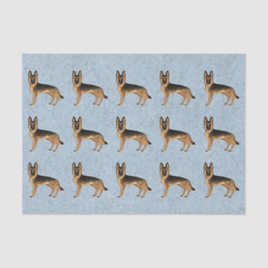 Zwart en bruin Duits herder cartoon hond patroon Tissuepapier (Voorkant)