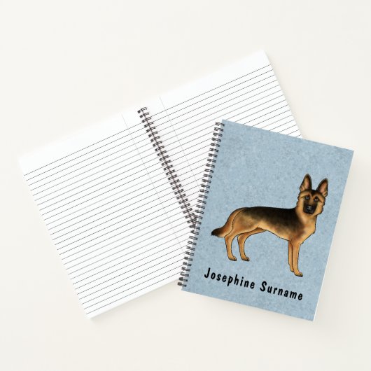 Zwart en bruin Duits herder en aangepaste tekst bl Notitieboek (Binnen)