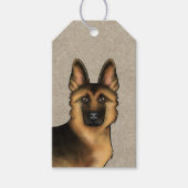 Zwart en bruin Duits herder hondenhoofd op beige Cadeaulabel (Voorkant)