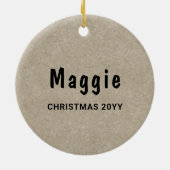 Zwart en bruin Duits herder hondenhoofd op beige Keramisch Ornament (Achterkant)