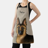 Zwart en bruin Duits Herder Hoofd en Naam Beige Schort (Insitu)