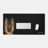 Zwart en bruin Duits Herder Hoofd en Naam Zwart Bureaumat (Keyboard & Muis)