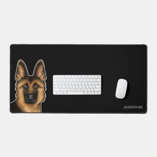 Zwart en bruin Duits Herder Hoofd en Naam Zwart Bureaumat (Keyboard & Muis)